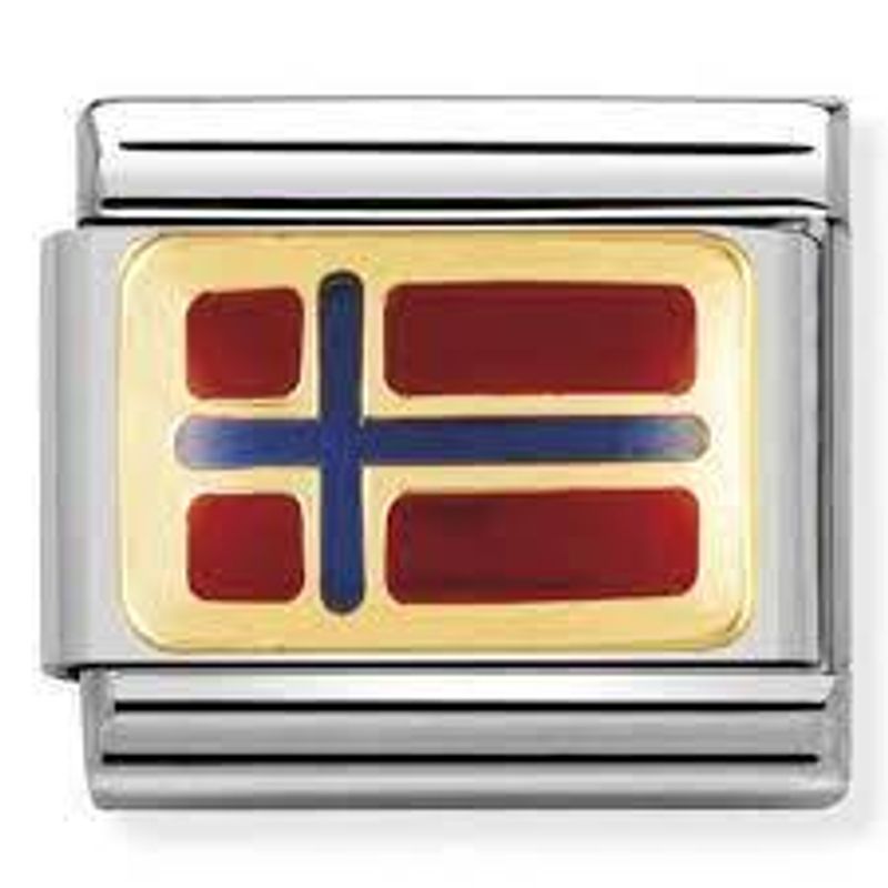 Nomination Norsk flagg Links i stål med 18K gull