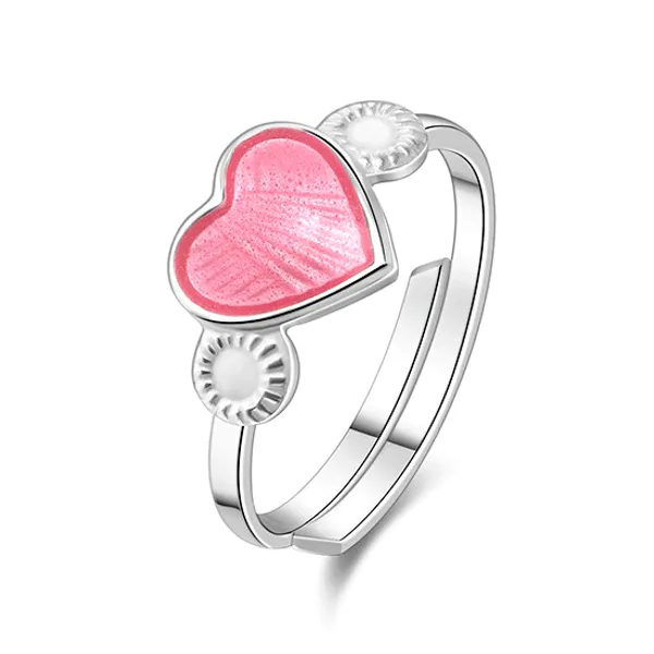 Hovedbilde Ring sølv - 8 mm rosa hjerte