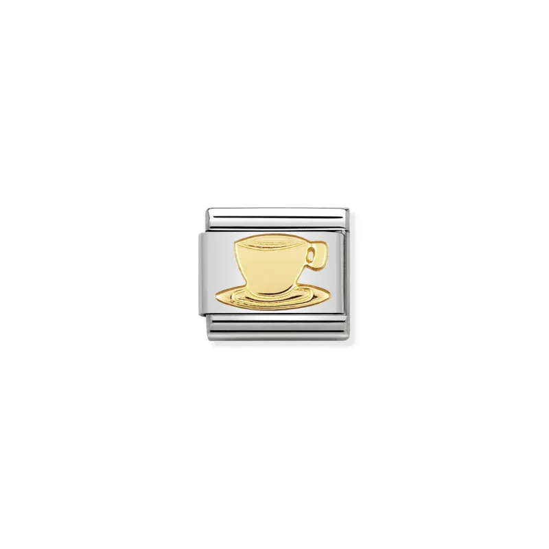 Nomination Kaffekopp Links i stål med 18K gull