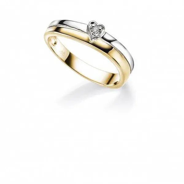 Hovedbilde Tofarget gullring med diamant ...