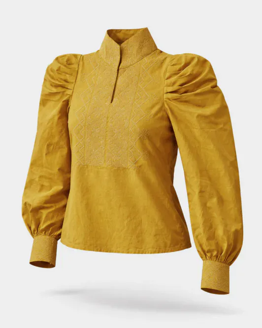 Hovedbilde NORDlys blusen i sennepsgul