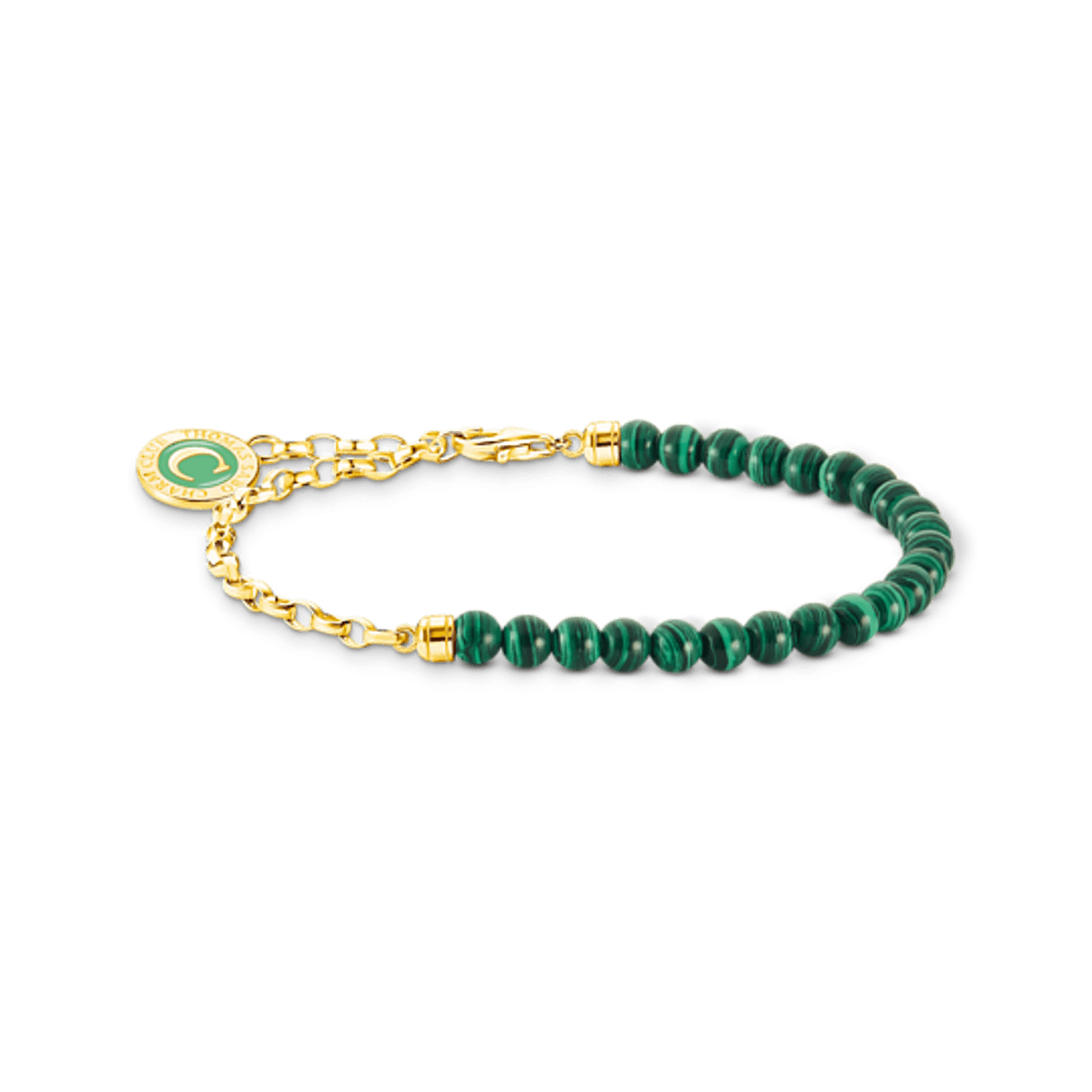 Thomas Sabo Charm forgylt armbånd  og grønne perler