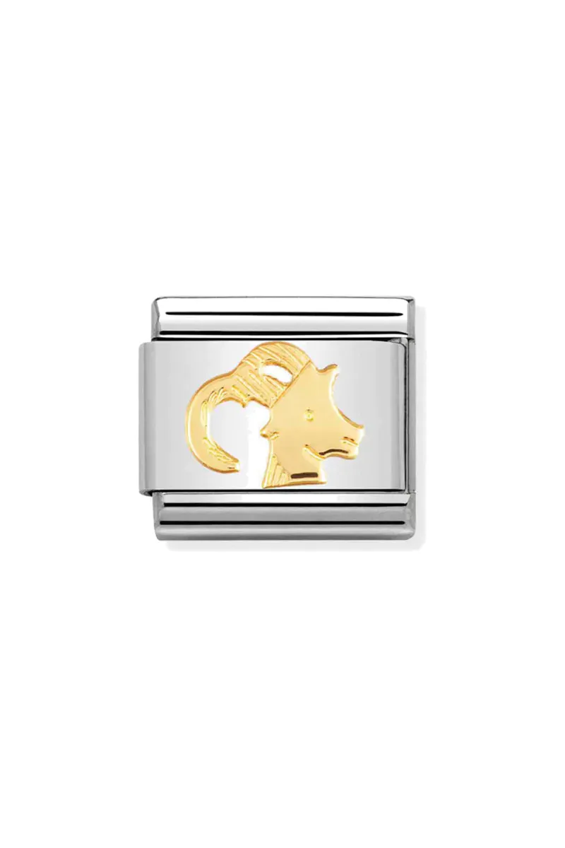 Nomination Steinbukken stjernetegn Links i stål med 18K gull