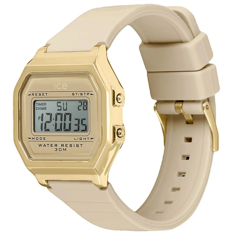 ICE Digit Retroklokke Beige
