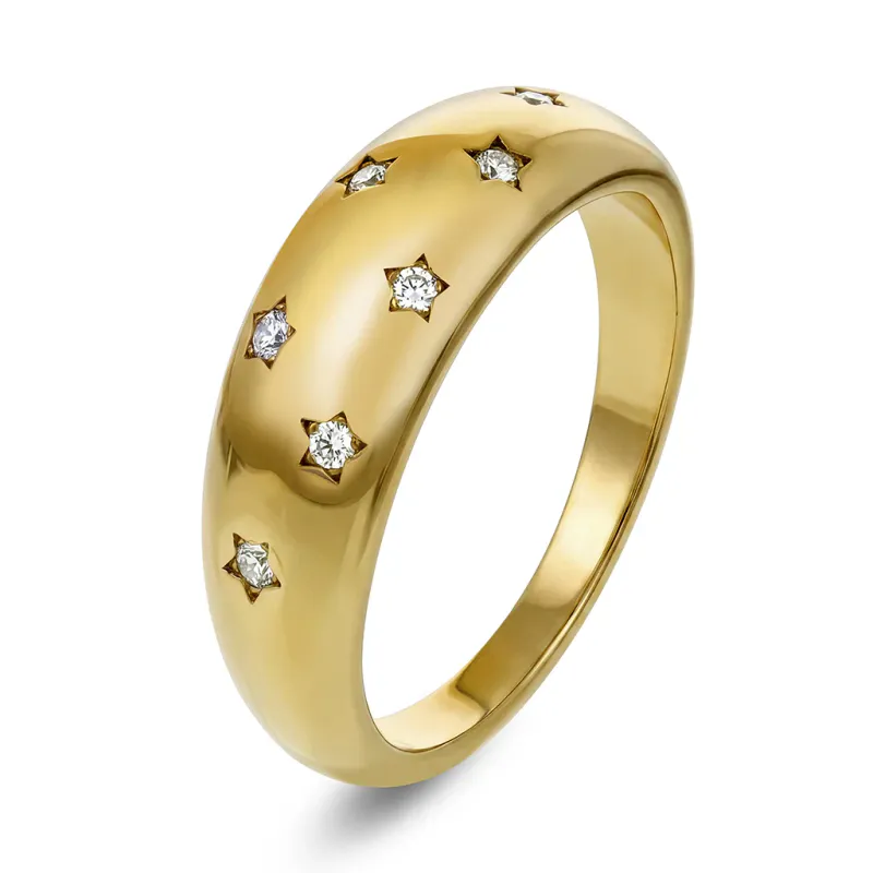 Frida Leonore Starlight ring i forgylt stål med hvite stener