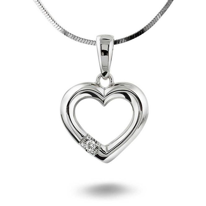 Hovedbilde Hjerteformet anheng i hvitt ...