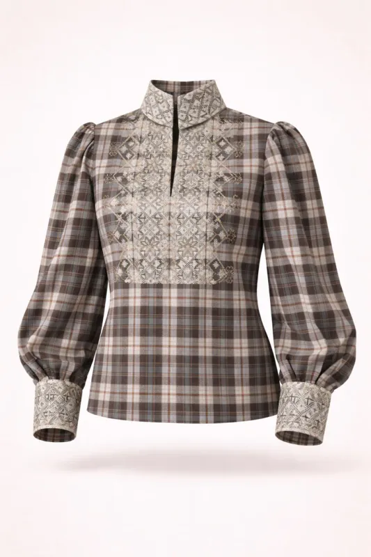 NORDlys blusen i flanell m/puff