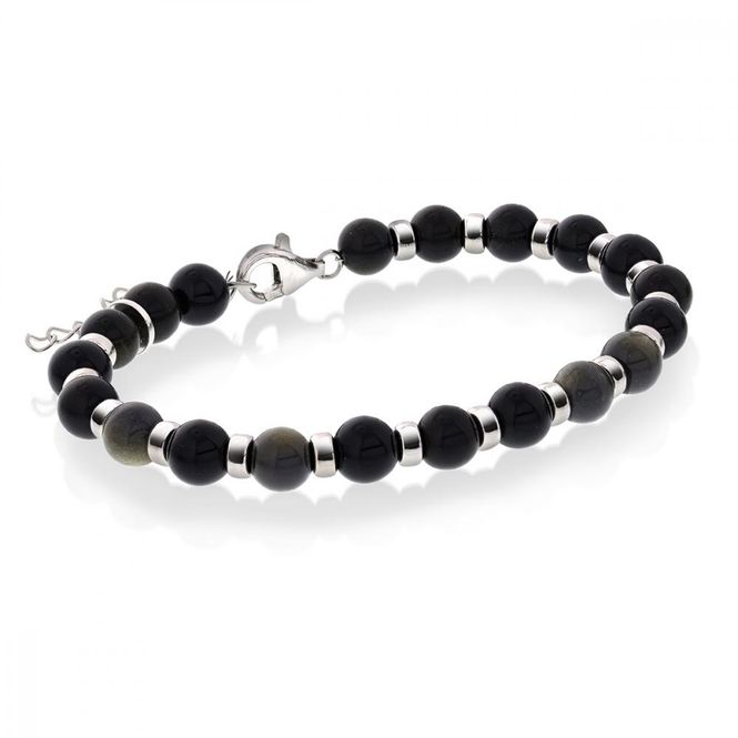 Hovedbilde Armbånd i sølv med obsidian 6 ...