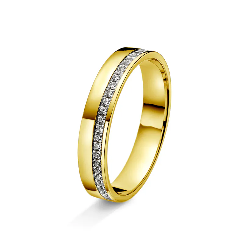Amore giftering i 14kt gult gull 3,5mm med diamant tw/si 0.15ct 