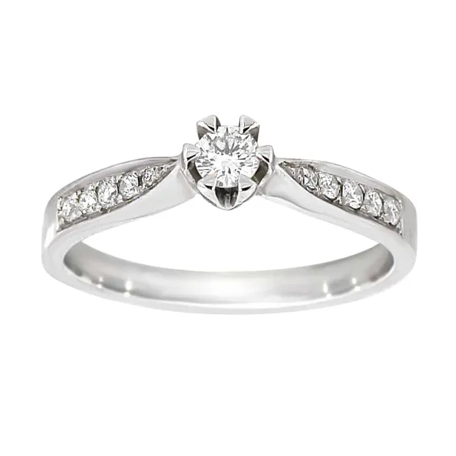 Hovedbilde Diamantring i hvitt gull ...